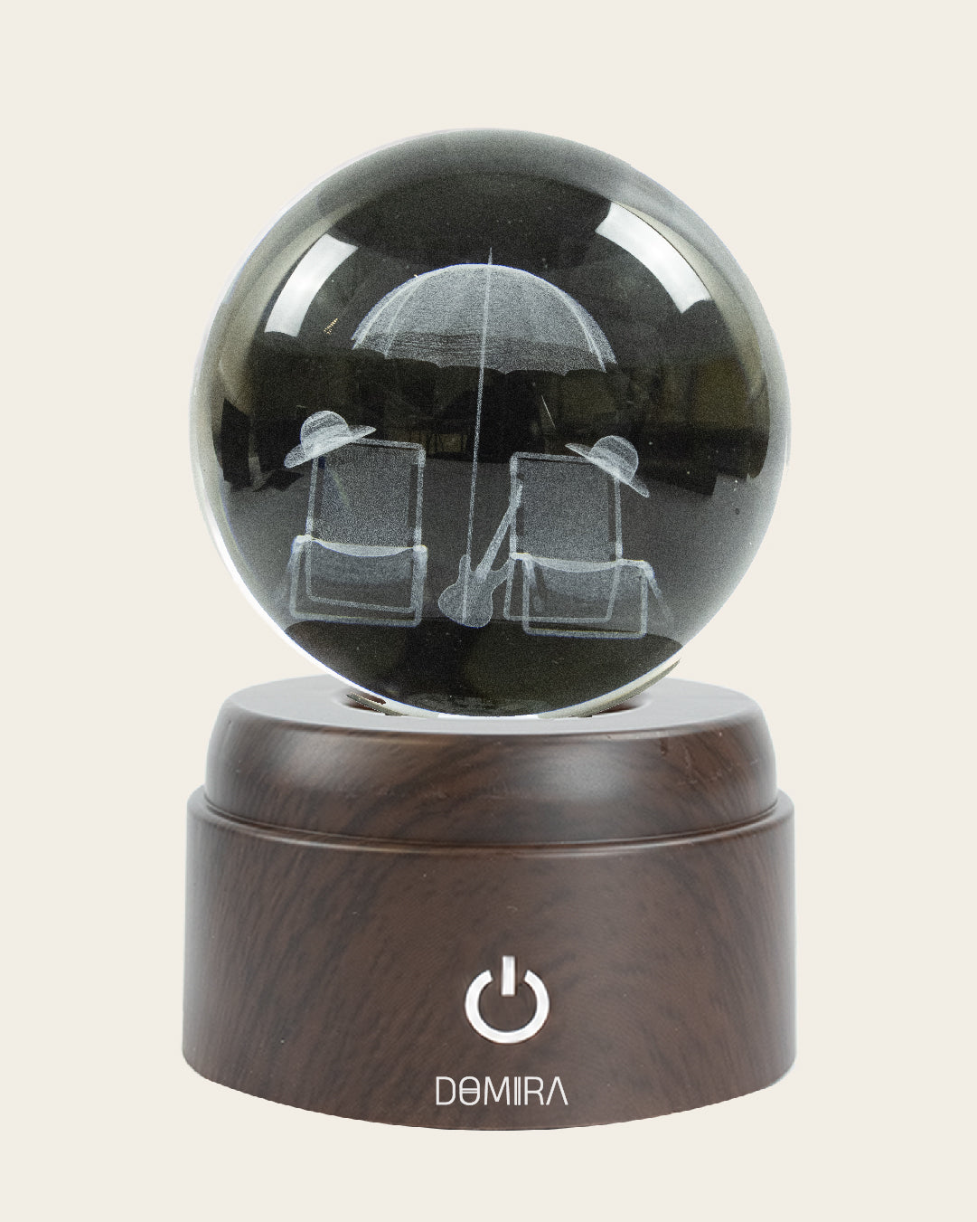 Seaside Escape crystal globe close-up of the 3D engraved design