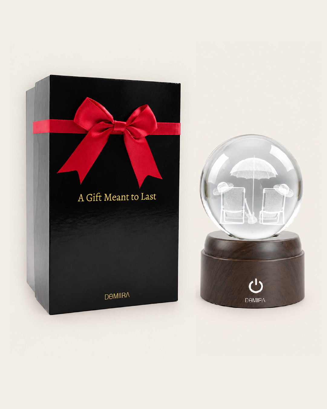 Seaside Escape crystal globe with its gift box