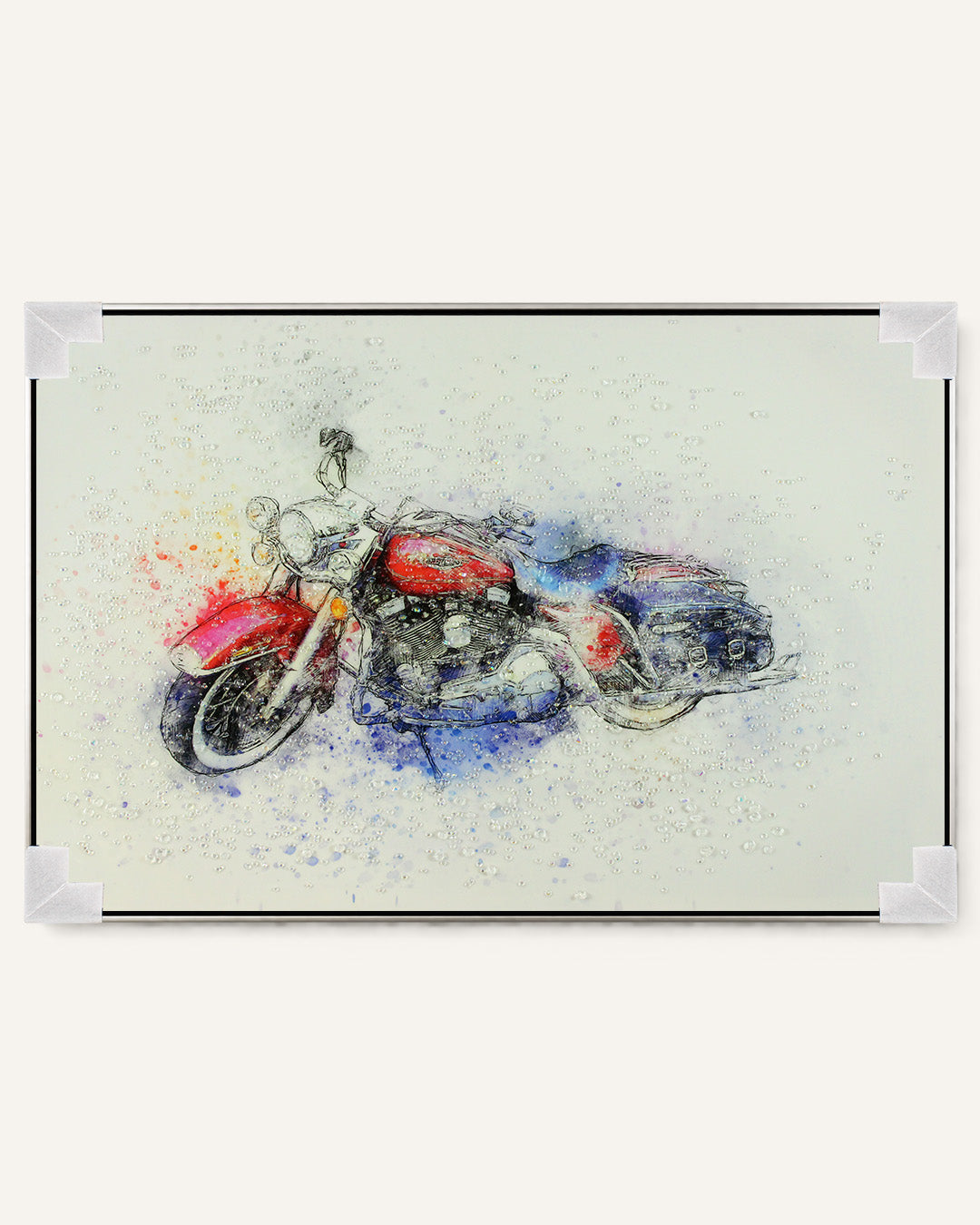 Unwritten Roads motorcycle resin wall art with corner protectors for delivery