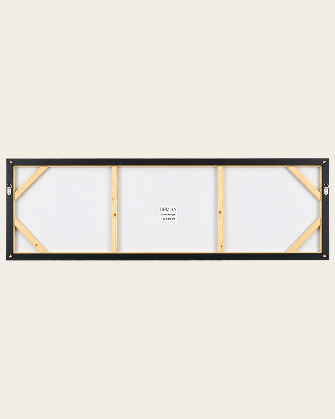 Urban Mirage panoramic skyline wood and metal wall art back of the artwork