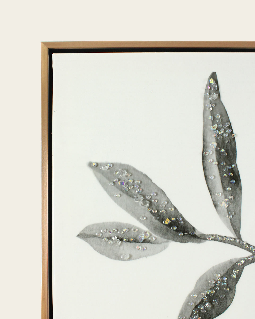 Velvet Bloom purple floral resin canvas art rose gold frame corner detail