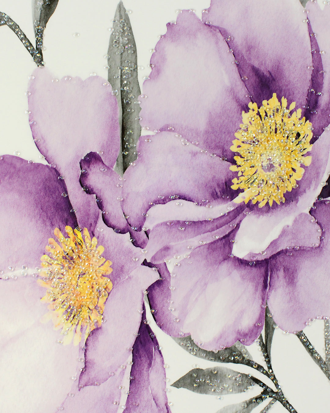 Velvet Bloom purple floral resin canvas art close-up of the purple peony blooms