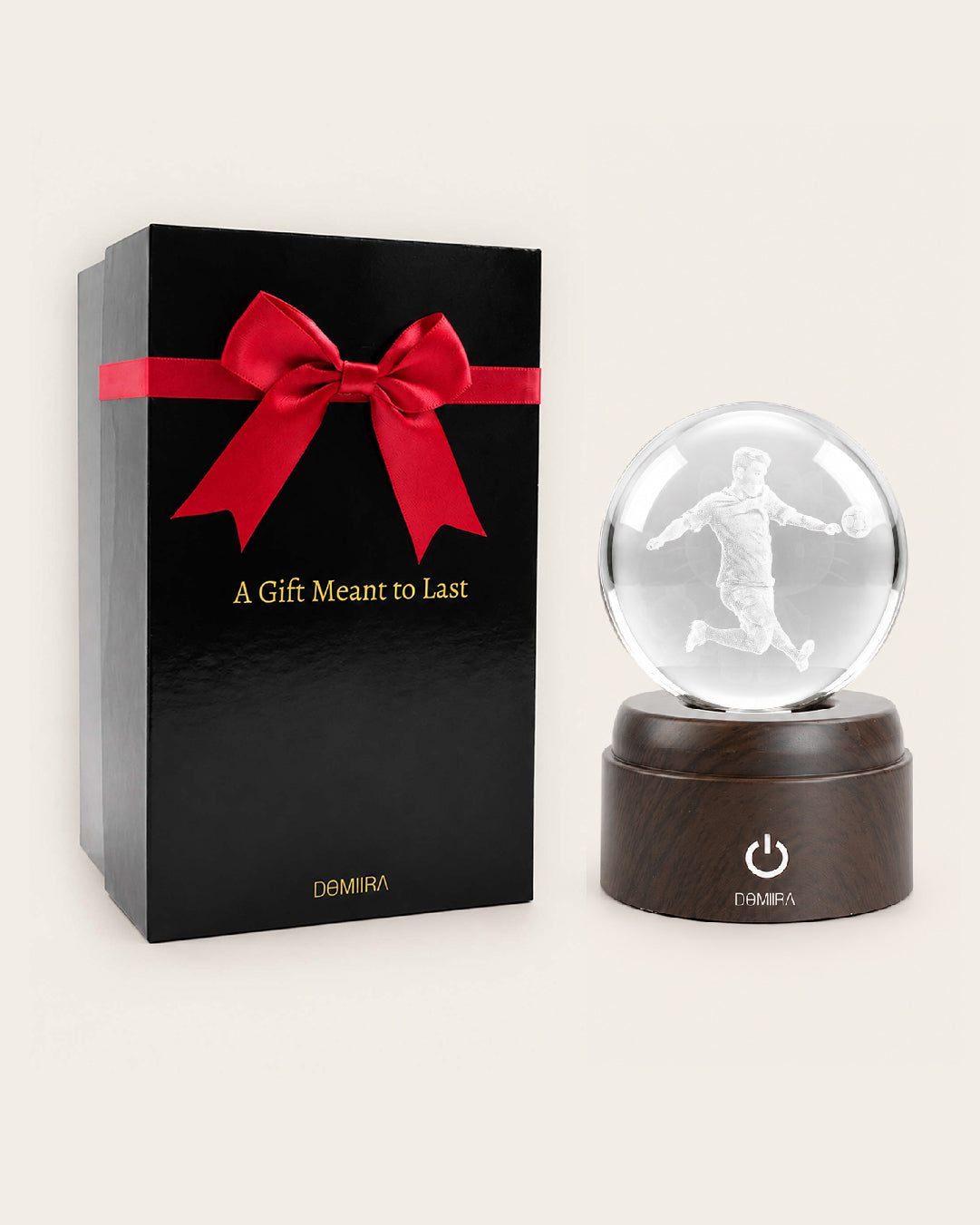 Victory Kick crystal globe with its gift box