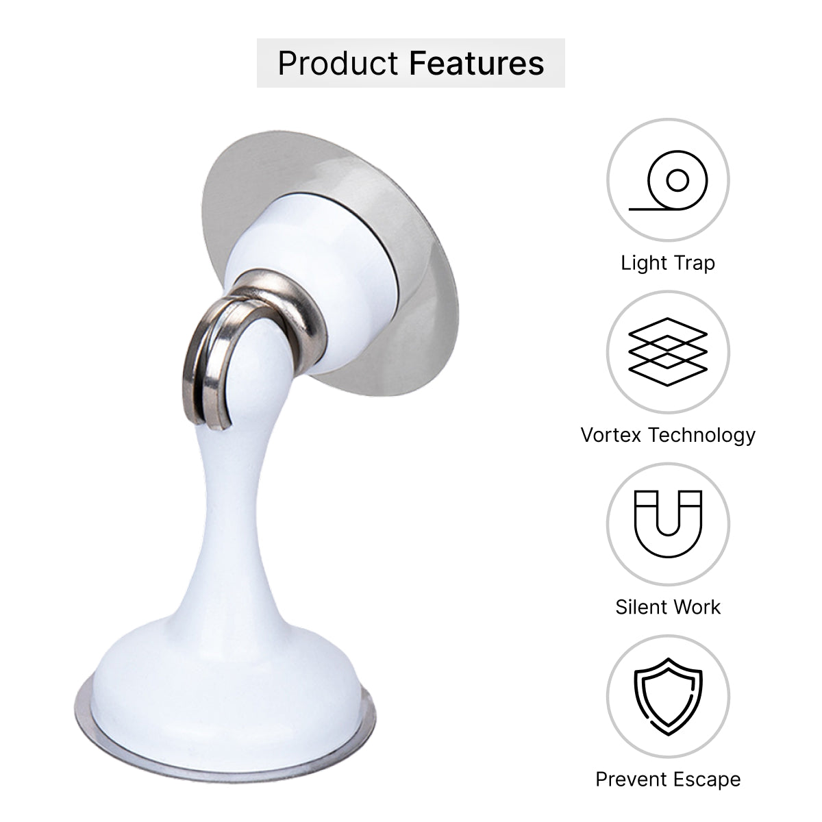 White heavy duty magnetic door stop detail