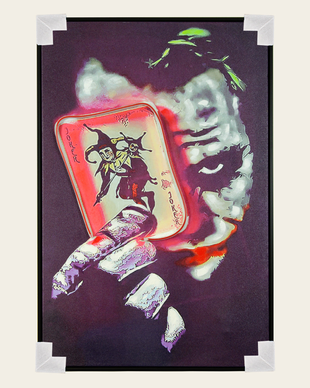 Wild Card playing card LED wall art with corner protectors for delivery