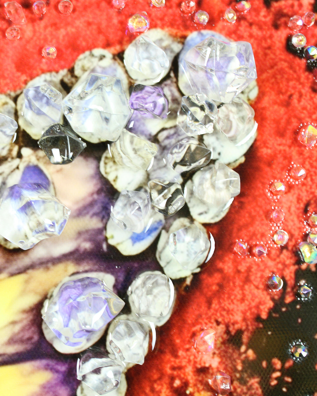 Wings of Diamonds butterfly resin wall art close-up of the crystal-edged wings