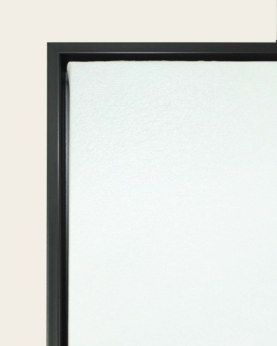 Winter Passage monochrome landscape art black frame corner detail