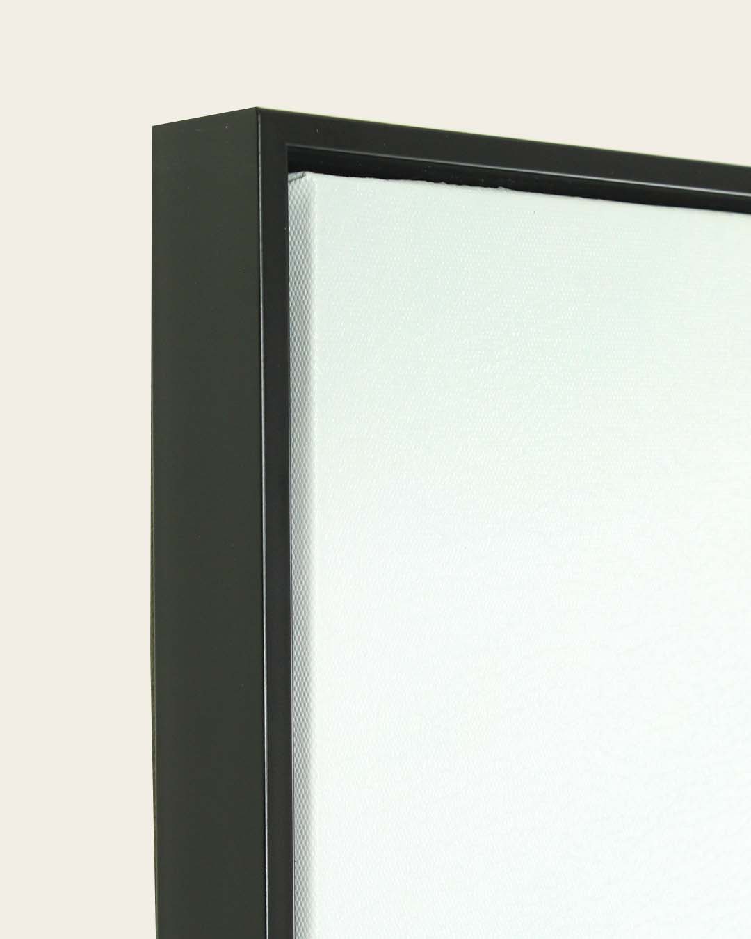 Winter Passage monochrome landscape art side profile of the black frame